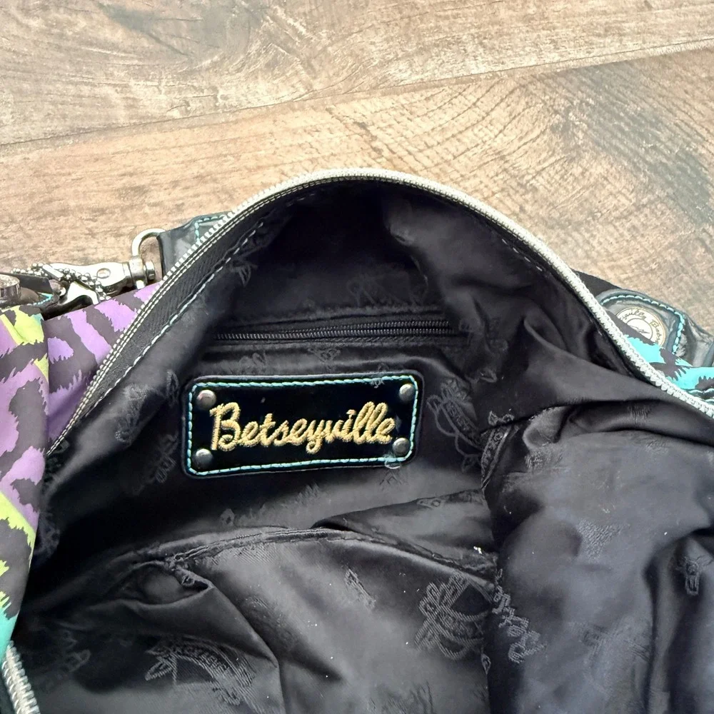 Betseyville Y2K Punk Multicolor Neon Leopard Lightning Charm Hobo Bag ,Large